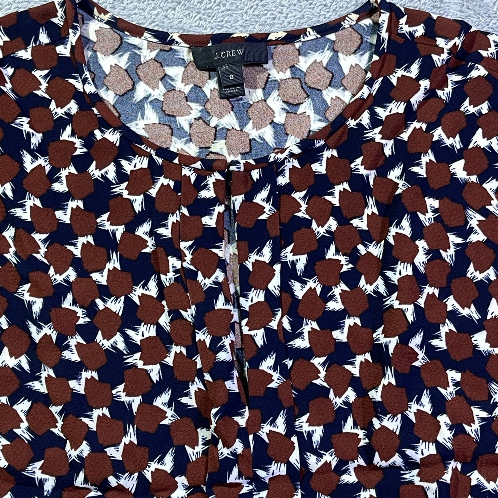 J Crew Sleeveless Pleated Front Geometric Print Top Size 8